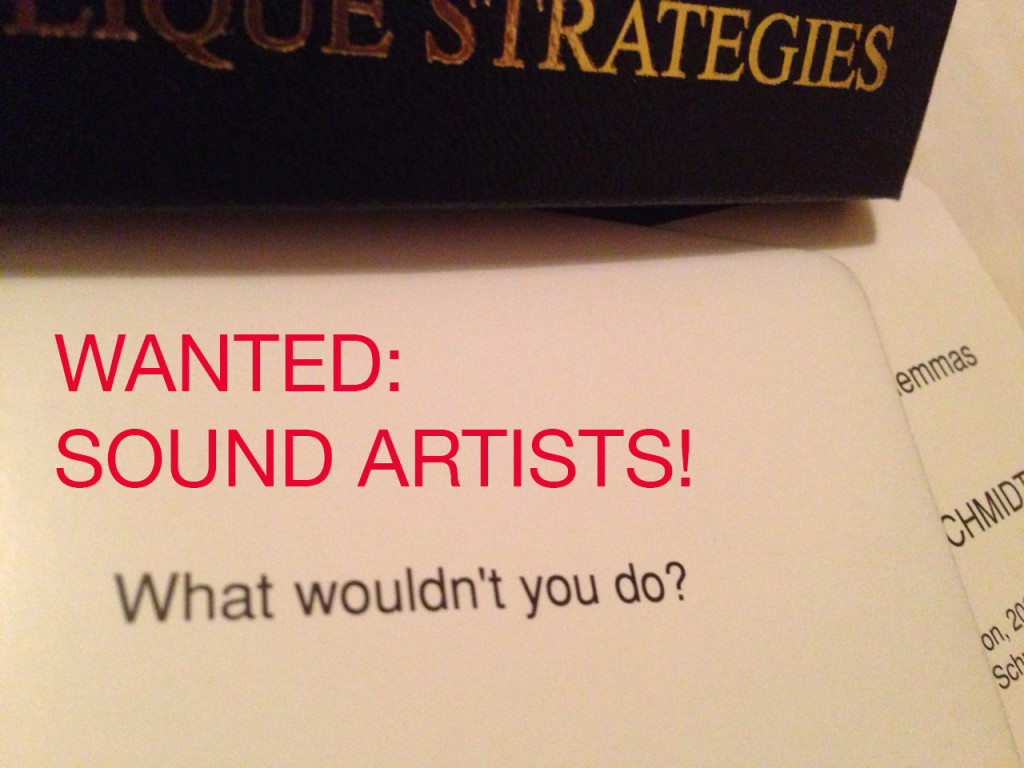 OPEN CALL - Cities and Memory: Oblique Strategies 