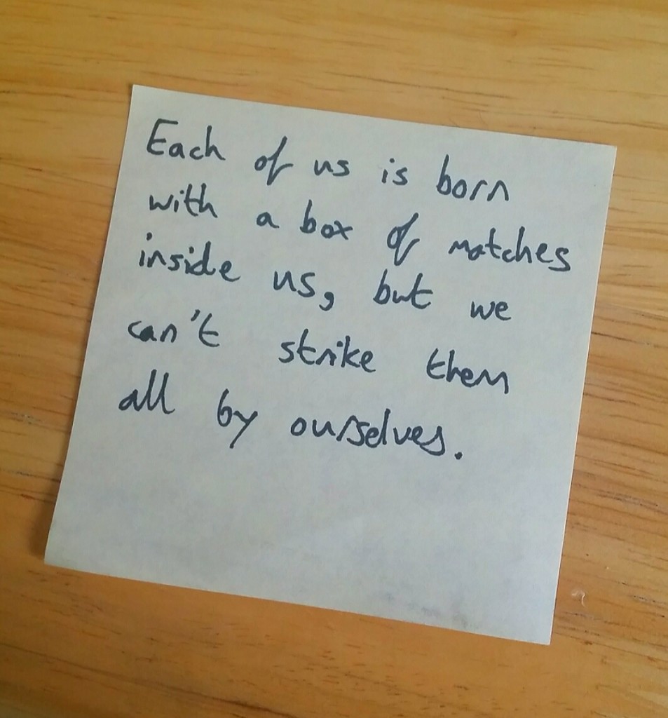 A radical reimagining of a fire eater in Bath, based on the quote: ''Each of us is born with a box of matches inside us but we can't strike them all by ourselves'.