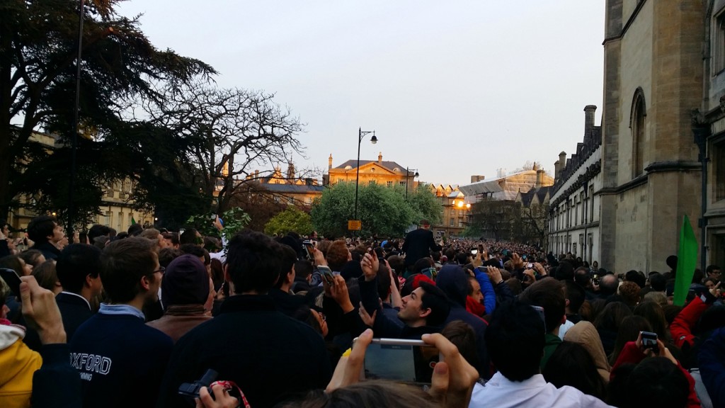 Here in the current hometown of Cities and Memory, there's an annual traditional celebration called May morning, which goes back hundreds of years. Crowds gather at sunrise beneath the tower at Magdalen College to hear the college choir sing hymns from the top of the tower, out across the city.