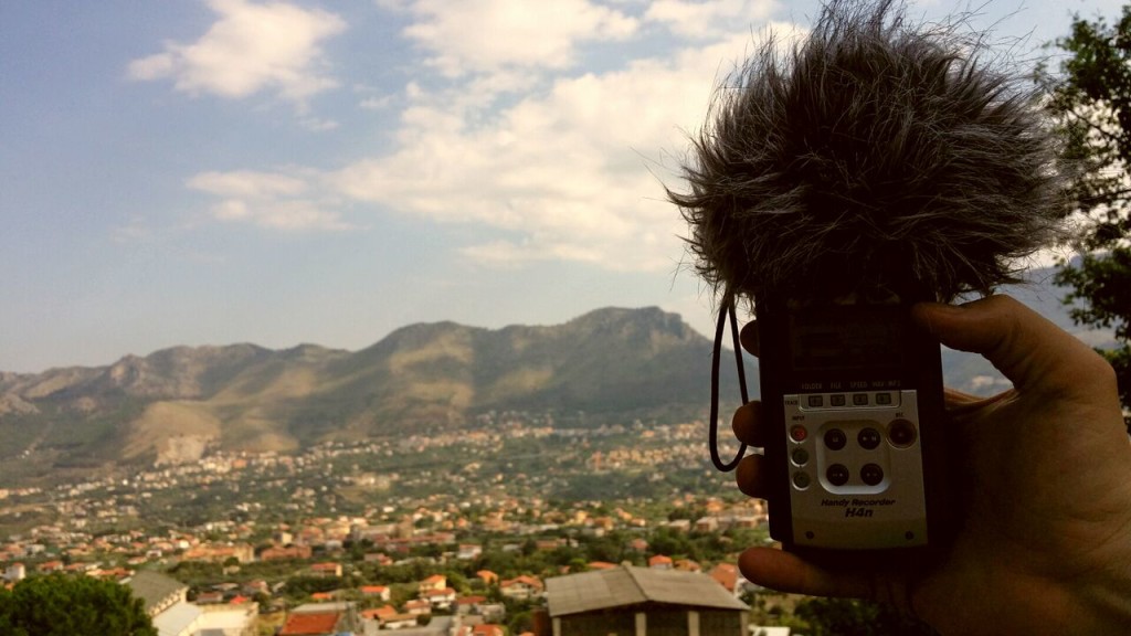 Wandering to a secluded corner outside Monreale cathedral on a hot August day, we found cicadas buzzing away seemingly in their hundreds in the trees above our heads. We've taken a journey from the natural towards the unnatural, gradually replacing the cicadas' chorus with layers of arpeggiated synths, imagining the arpeggios as the musical equivalent of chattering insects, until the piece becomes entirely synthetic by the end.